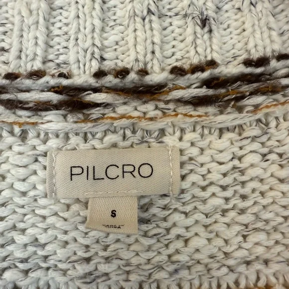 Pilcro V-Neck Sweater in Cream and Brown - Picture 2 of 2